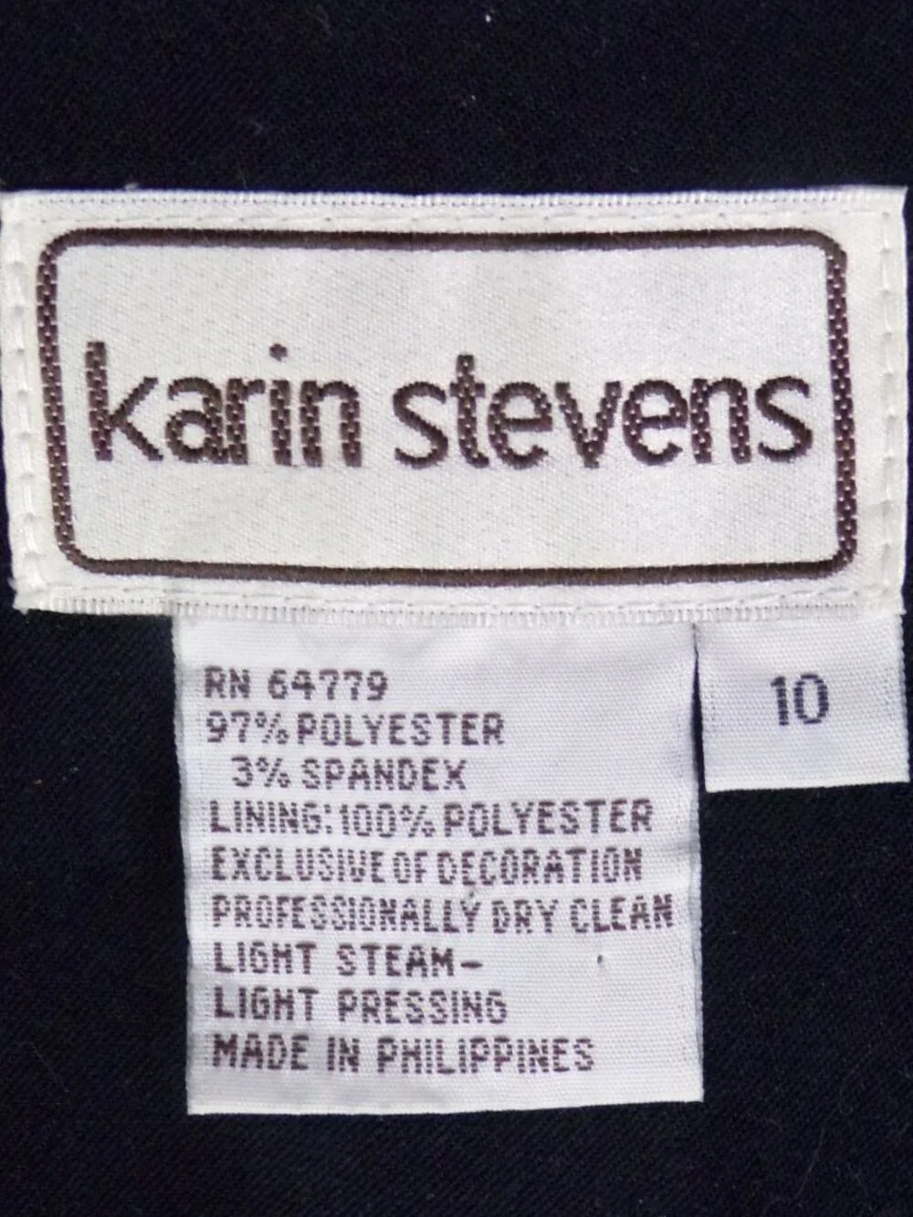 KARIN STEVENS size 10 black/silver dress with attached jacket polyester/spandex